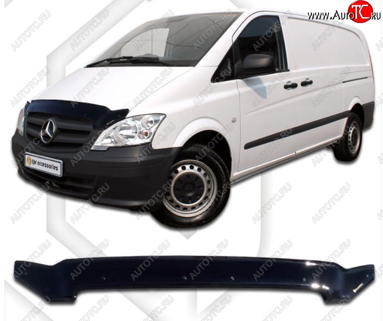 2 099 р. Дефлектор капота CA-Plastiс  Mercedes-Benz Vito  W639 (2010-2014) рестайлинг (Classic черный, Без надписи)  с доставкой в г. Таганрог