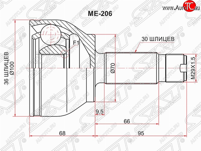 2 599 р. Шрус (наружный) SAT (36*30*70 мм)  Mercedes-Benz Vito  W639 (2003-2014) дорестайлинг, рестайлинг  с доставкой в г. Таганрог