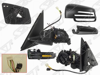 Левое боковое зеркало заднего вида SAT (обогрев, складывание, память, поворот, пр-во Тайвань). Mercedes-Benz GLK class X204 дорестайлинг (2008-2012)
