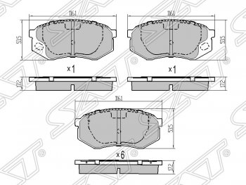 1 849 р. Колодки тормозные SAT (передние)  Mitsubishi centre typ 6 (1993-2002)  с доставкой в г. Таганрог. Увеличить фотографию 1