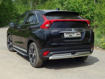 Защита заднего бампера (овальная) ТСС (нержавейка d75х42 мм) Mitsubishi Eclipse Cross GK дорестайлинг (2017-2021)