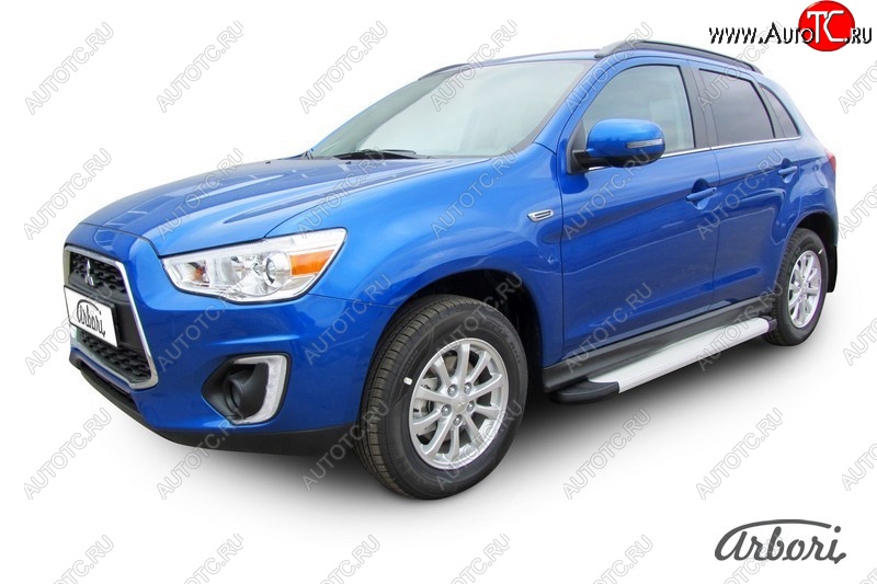 10 979 р. Порожки для ног Arbori Optima Silver Mitsubishi ASX 1-ый рестайлинг (2013-2016)  с доставкой в г. Таганрог