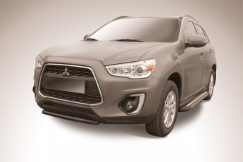 8 799 р. Защита переднего бампера d57 Slitkoff  Mitsubishi ASX (2013-2016) 1-ый рестайлинг (Цвет: серебристый)  с доставкой в г. Таганрог. Увеличить фотографию 1