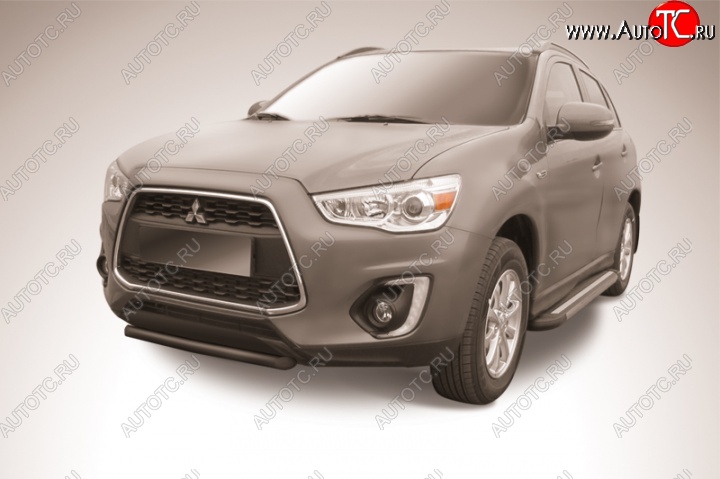 8 799 р. Защита переднего бампера d57 Slitkoff  Mitsubishi ASX (2013-2016) 1-ый рестайлинг (Цвет: серебристый)  с доставкой в г. Таганрог