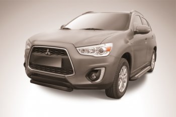 9 649 р. Защита переднего бампер d76 Slitkoff  Mitsubishi ASX (2013-2016) 1-ый рестайлинг (Цвет: серебристый)  с доставкой в г. Таганрог. Увеличить фотографию 1