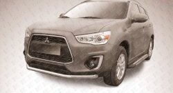 13 999 р. Одинарная защита переднего бампера из трубы диаметром 57 мм Slitkoff  Mitsubishi ASX (2013-2016) 1-ый рестайлинг (Нержавейка, Полированная)  с доставкой в г. Таганрог. Увеличить фотографию 1