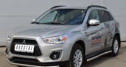 14 849 р. Защита порогов из круглой трубы диаметром 63 мм Russtal Mitsubishi ASX 1-ый рестайлинг (2013-2016) (Защита порогов с со скосами на торцах (вариант 1))  с доставкой в г. Таганрог. Увеличить фотографию 11