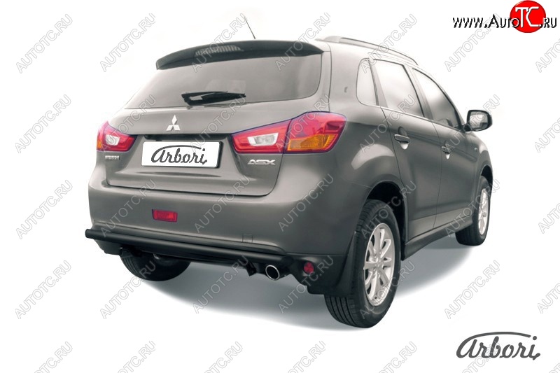 6 029 р. Защита заднего бампера Arbori (черная, 1 труба d57 mm). Mitsubishi ASX 1-ый рестайлинг (2013-2016)  с доставкой в г. Таганрог