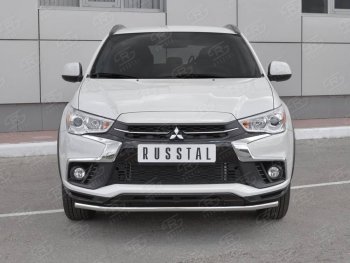 Защита переднего бампера (Ø42 мм, нержавейка) SLITKOFF Mitsubishi ASX 2-ой рестайлинг (2017-2020)