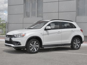 10 349 р. Защита переднего бампера (Ø75x42 мм, нержавейка) Russtal Mitsubishi ASX 2-ой рестайлинг (2017-2020)  с доставкой в г. Таганрог. Увеличить фотографию 2