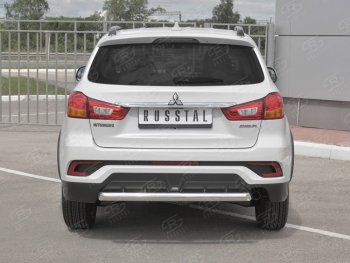 14 749 р. Защита заднего бампера (Ø63 мм, нержавейка) RUSSTAL  Mitsubishi ASX (2017-2020) 2-ой рестайлинг  с доставкой в г. Таганрог. Увеличить фотографию 1