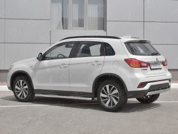 10 349 р. Защита заднего бампера (Ø75x42 мм, нержавейка) Russtal Mitsubishi ASX 2-ой рестайлинг (2017-2020)  с доставкой в г. Таганрог. Увеличить фотографию 2