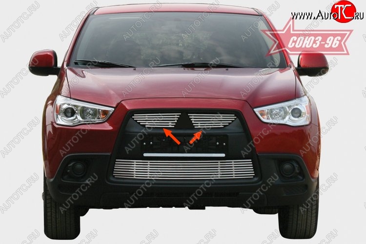 3 959 р. Декоративные элементы решетки радиатора Souz-96 (d10) Mitsubishi ASX дорестайлинг (2010-2012)  с доставкой в г. Таганрог