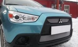 4 049 р. Сетка на бампер Allest (матовый хром) Mitsubishi ASX дорестайлинг (2010-2012)  с доставкой в г. Таганрог. Увеличить фотографию 2