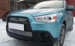 4 049 р. Сетка на бампер Allest (матовый хром) Mitsubishi ASX дорестайлинг (2010-2012)  с доставкой в г. Таганрог. Увеличить фотографию 3