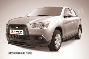 8 849 р. Защита переднего бампера из труб d57 Slitkoff  Mitsubishi ASX (2010-2012) дорестайлинг (Цвет: серебристый)  с доставкой в г. Таганрог. Увеличить фотографию 1