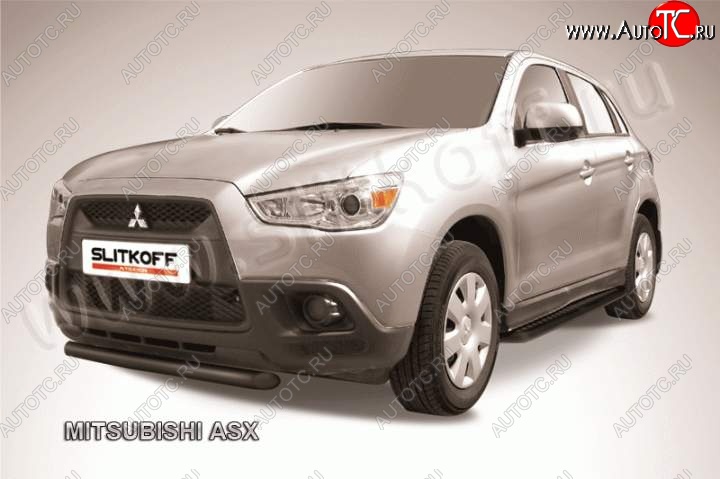 8 849 р. Защита переднего бампера из труб d57 Slitkoff  Mitsubishi ASX (2010-2012) дорестайлинг (Цвет: серебристый)  с доставкой в г. Таганрог