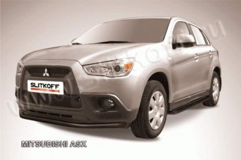 9 449 р. Защита переднего бампера из трубы d57 Slitkoff  Mitsubishi ASX (2010-2012) дорестайлинг (Цвет: серебристый)  с доставкой в г. Таганрог. Увеличить фотографию 1