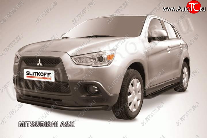 9 449 р. Защита переднего бампера из трубы d57 Slitkoff  Mitsubishi ASX (2010-2012) дорестайлинг (Цвет: серебристый)  с доставкой в г. Таганрог