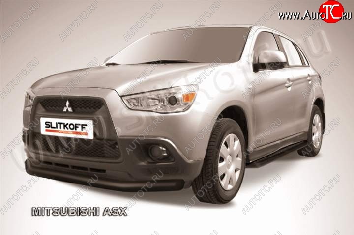 11 499 р. Защита переднего бампера из трубы d76 Slitkoff  Mitsubishi ASX (2010-2012) дорестайлинг (Цвет: серебристый)  с доставкой в г. Таганрог