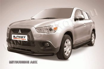 12 399 р. Защита переднего бампера из труб d76/57 Slitkoff  Mitsubishi ASX (2010-2012) дорестайлинг (Цвет: серебристый)  с доставкой в г. Таганрог. Увеличить фотографию 1