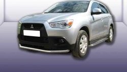 13 499 р. Одинарная защита переднего бампера из трубы диаметром 57 мм Slitkoff  Mitsubishi ASX (2010-2012) дорестайлинг (Нержавейка, Полированная)  с доставкой в г. Таганрог. Увеличить фотографию 1