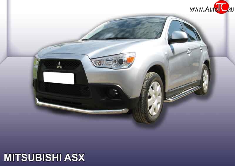 13 499 р. Одинарная защита переднего бампера из трубы диаметром 57 мм Slitkoff  Mitsubishi ASX (2010-2012) дорестайлинг (Нержавейка, Полированная)  с доставкой в г. Таганрог