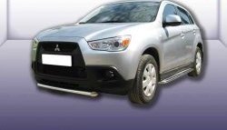 12 649 р. Защита переднего бампера из короткой трубы диаметром 57 мм Slitkoff  Mitsubishi ASX (2010-2012) дорестайлинг (Нержавейка, Полированная)  с доставкой в г. Таганрог. Увеличить фотографию 1