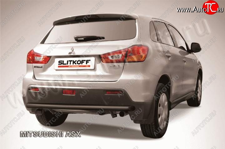 9 549 р. Защита заднего бампера из трубы d57 Slitkoff Mitsubishi ASX дорестайлинг (2010-2012) (Цвет: серебристый)  с доставкой в г. Таганрог