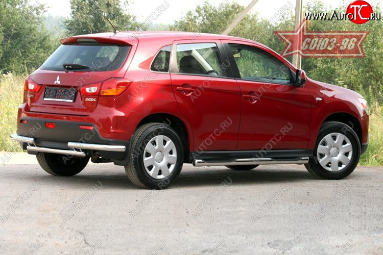 10 799 р. Защита заднего бампера Souz-96 (d60) Mitsubishi ASX дорестайлинг (2010-2012)  с доставкой в г. Таганрог