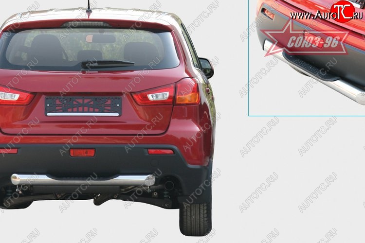 8 639 р. Защита заднего бампера с ступенью (d76) Souz-96 Mitsubishi ASX дорестайлинг (2010-2012)  с доставкой в г. Таганрог