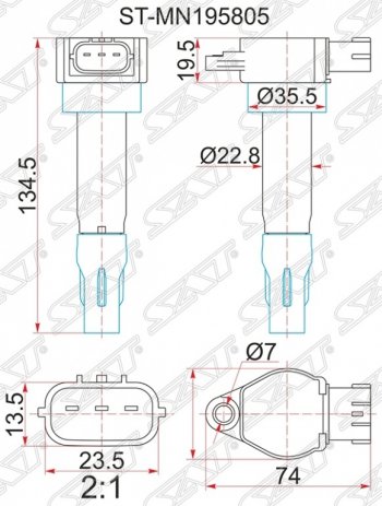 1 479 р. Катушка зажигания SAT  Mitsubishi ASX - Lancer  10 CY  с доставкой в г. Таганрог. Увеличить фотографию 1