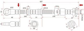 799 р. Тормозной шланг SAT (передний, левый) Mitsubishi Lancer 10 CY седан дорестайлинг (2007-2010)  с доставкой в г. Таганрог. Увеличить фотографию 1