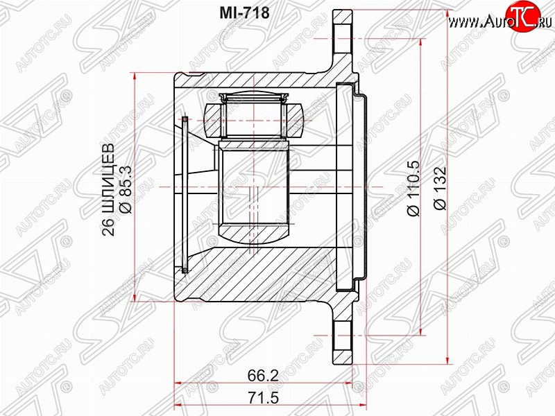 3 699 р. Шрус (внутренний/правый) SAT (26*110.5 мм)  Mitsubishi Challenger  K9-W - Pajero Sport  PA  с доставкой в г. Таганрог