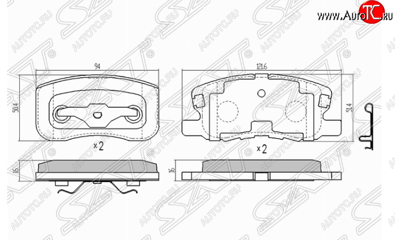 1 379 р. Комплект передних тормозных колодок SAT Mitsubishi Colt Z20, Z30 хэтчбэк 3 дв. дорестайлинг (2002-2009)  с доставкой в г. Таганрог