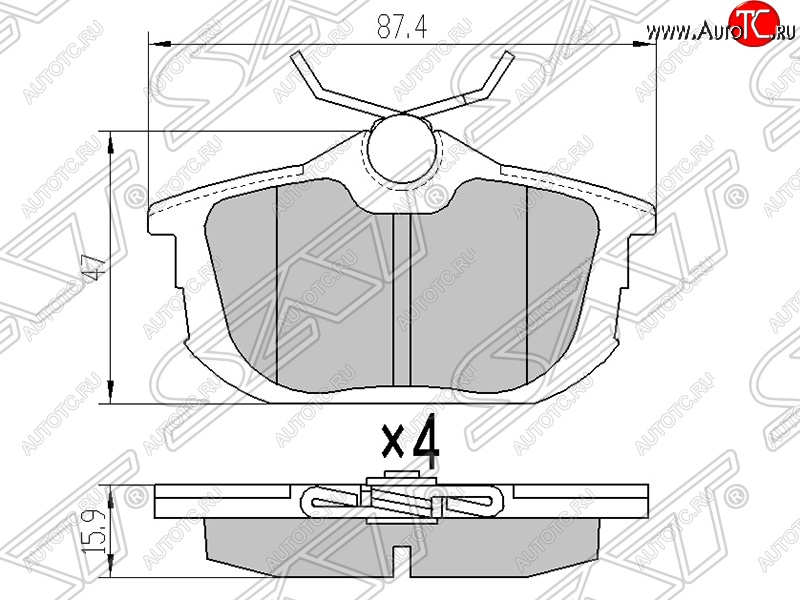 939 р. Колодки тормозные SAT (задние) Mitsubishi Lancer 9 1-ый рестайлинг универсал (2003-2005)  с доставкой в г. Таганрог