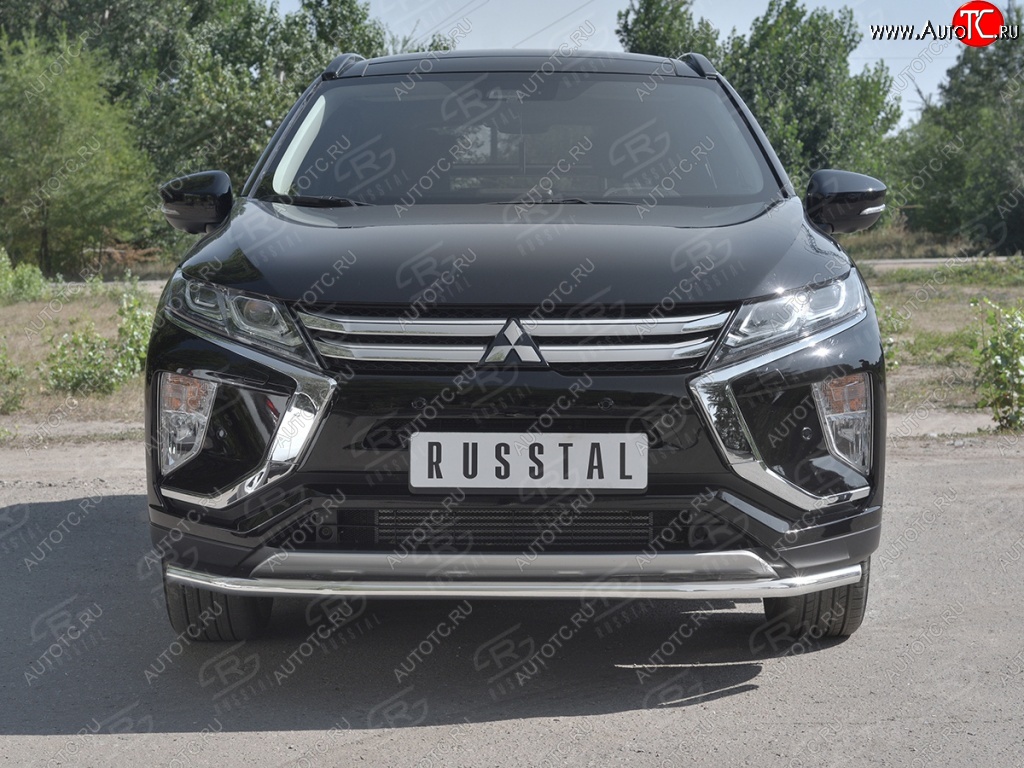 16 649 р. Защита переднего бампера (Ø42 мм, нержавейка) SLITKOFF Mitsubishi Eclipse Cross GK дорестайлинг (2017-2021)  с доставкой в г. Таганрог