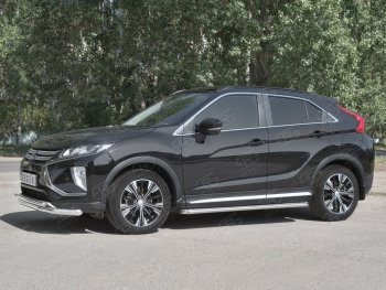 20 449 р. Защита переднего бампера (2 трубы Ø63 и 42 мм, нержавейка) SLITKOFF  Mitsubishi Eclipse Cross  GK (2017-2021) дорестайлинг  с доставкой в г. Таганрог. Увеличить фотографию 2