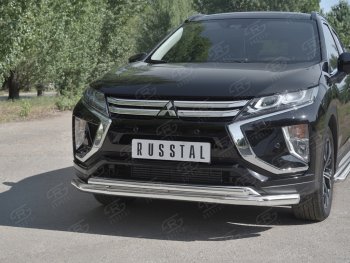 20 449 р. Защита переднего бампера (2 трубы Ø63 и 42 мм, нержавейка) SLITKOFF  Mitsubishi Eclipse Cross  GK (2017-2021) дорестайлинг  с доставкой в г. Таганрог. Увеличить фотографию 4