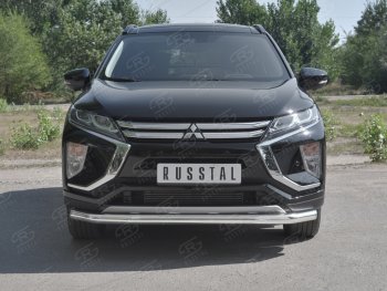 Защита переднего бампера (Ø63 мм, нержавейка) SLITKOFF Mitsubishi Eclipse Cross GK дорестайлинг (2017-2021)