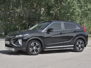 9 649 р. Защита переднего бампера (Ø75х42 мм, нержавейка) Russtal  Mitsubishi Eclipse Cross  GK (2017-2021) дорестайлинг  с доставкой в г. Таганрог. Увеличить фотографию 2