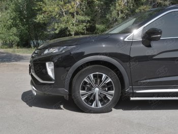 9 649 р. Защита переднего бампера (Ø75х42 мм, нержавейка) Russtal  Mitsubishi Eclipse Cross  GK (2017-2021) дорестайлинг  с доставкой в г. Таганрог. Увеличить фотографию 3