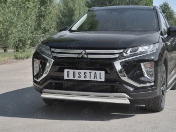 9 649 р. Защита переднего бампера (Ø75х42 мм, нержавейка) Russtal  Mitsubishi Eclipse Cross  GK (2017-2021) дорестайлинг  с доставкой в г. Таганрог. Увеличить фотографию 4