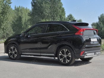 16 699 р. Защита заднего бампера (2 трубы Ø63 и 42 мм, нержавейка) SLITKOFF  Mitsubishi Eclipse Cross  GK (2017-2021) дорестайлинг  с доставкой в г. Таганрог. Увеличить фотографию 2