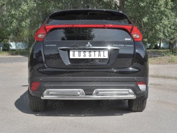 16 699 р. Защита заднего бампера (2 трубы Ø63 и 42 мм, нержавейка) SLITKOFF  Mitsubishi Eclipse Cross  GK (2017-2021) дорестайлинг  с доставкой в г. Таганрог. Увеличить фотографию 1