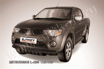 7 599 р. Защита переднего бампера из трубы d57 Slitkoff  Mitsubishi L200  5 KK,KL (2015-2019) дорестайлинг (Цвет: серебристый)  с доставкой в г. Таганрог. Увеличить фотографию 1