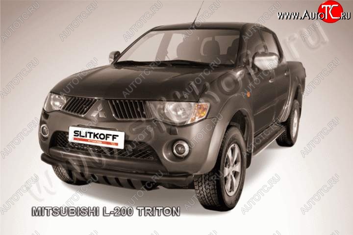 7 599 р. Защита переднего бампера из трубы d57 Slitkoff  Mitsubishi L200  5 KK,KL (2015-2019) дорестайлинг (Цвет: серебристый)  с доставкой в г. Таганрог