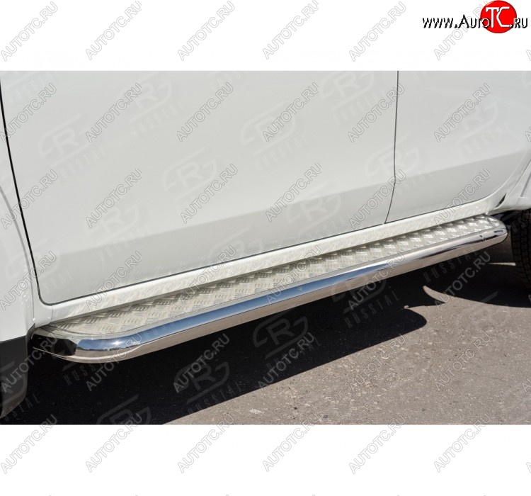 43 999 р. Порожки для ног (Ø63) SLITKOFF  Mitsubishi L200  5 KK,KL (2015-2019) дорестайлинг (лист - нержавейка, профиль - нержавейка)  с доставкой в г. Таганрог