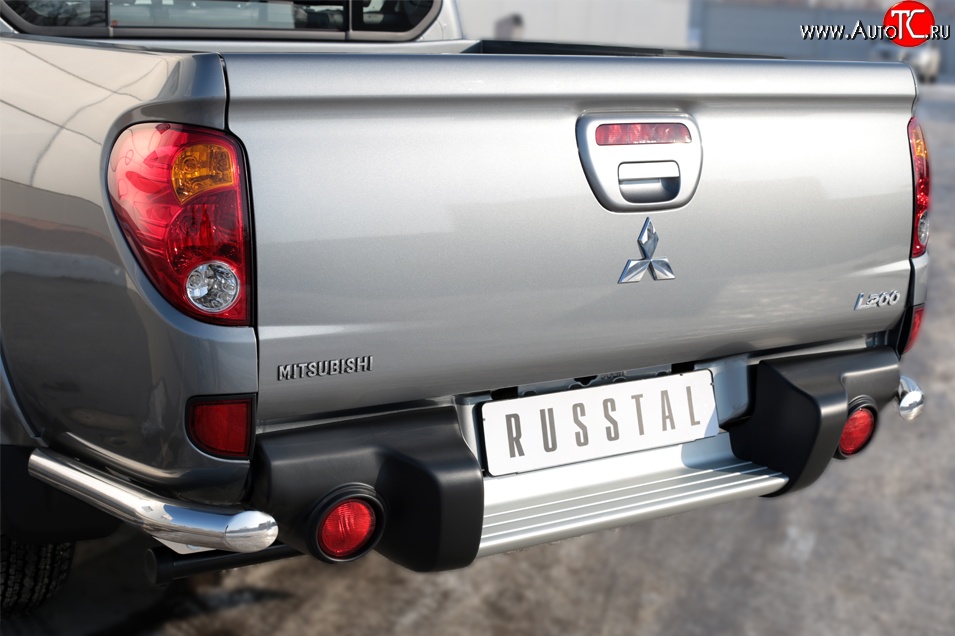 15 699 р. Защита заднего бампера (Ø63 мм уголки, нержавейка) SLITKOFF  Mitsubishi L200  5 KK,KL (2015-2019) дорестайлинг  с доставкой в г. Таганрог