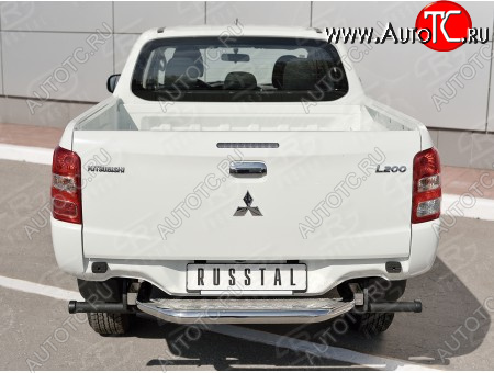 24 999 р. Защита заднего бампера (труба d63 с листом) SLITKOFF  Mitsubishi L200  5 KK,KL (2015-2019) дорестайлинг (Лист алюминий/профиль нержавейка)  с доставкой в г. Таганрог